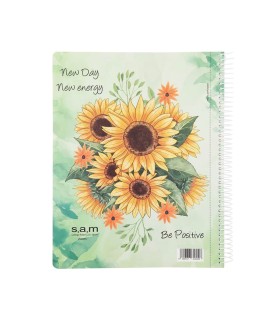 دفتر رحلی 100 برگ سم طرح گل آفتاب گردان - دفتر مشق sam