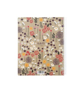 دفتر رحلی 100 برگ سم طرح گلی- دفتر مشق sam
