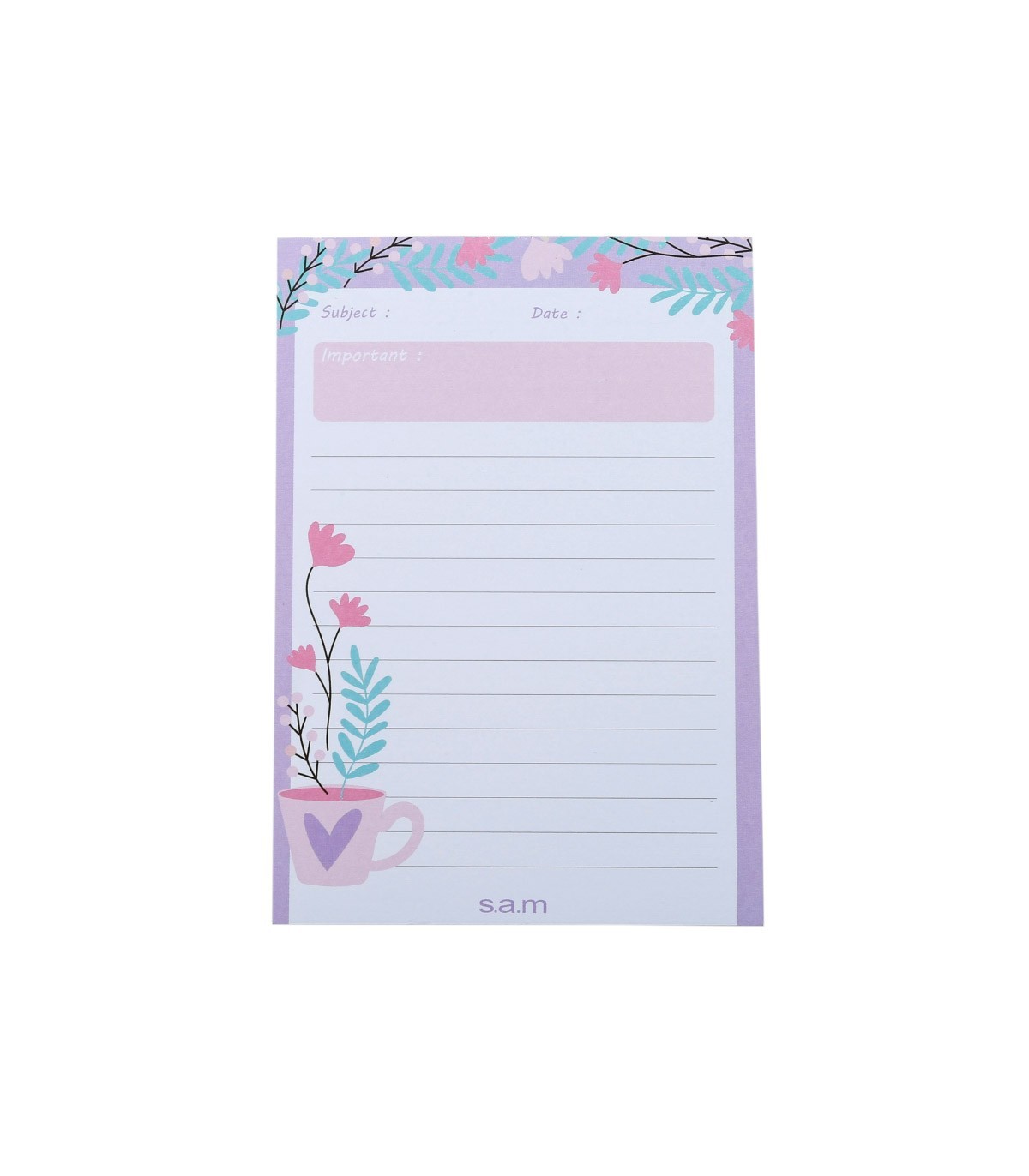 یادداشت یادآور 50 برگ A6 سم - طرح گلدان