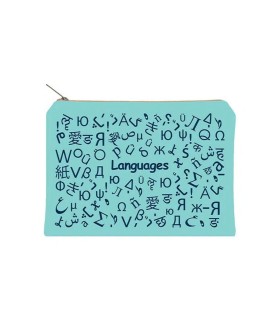 زیپ کیف دات نوت مدل Languages سایز A5 رنگ فیروزه ای