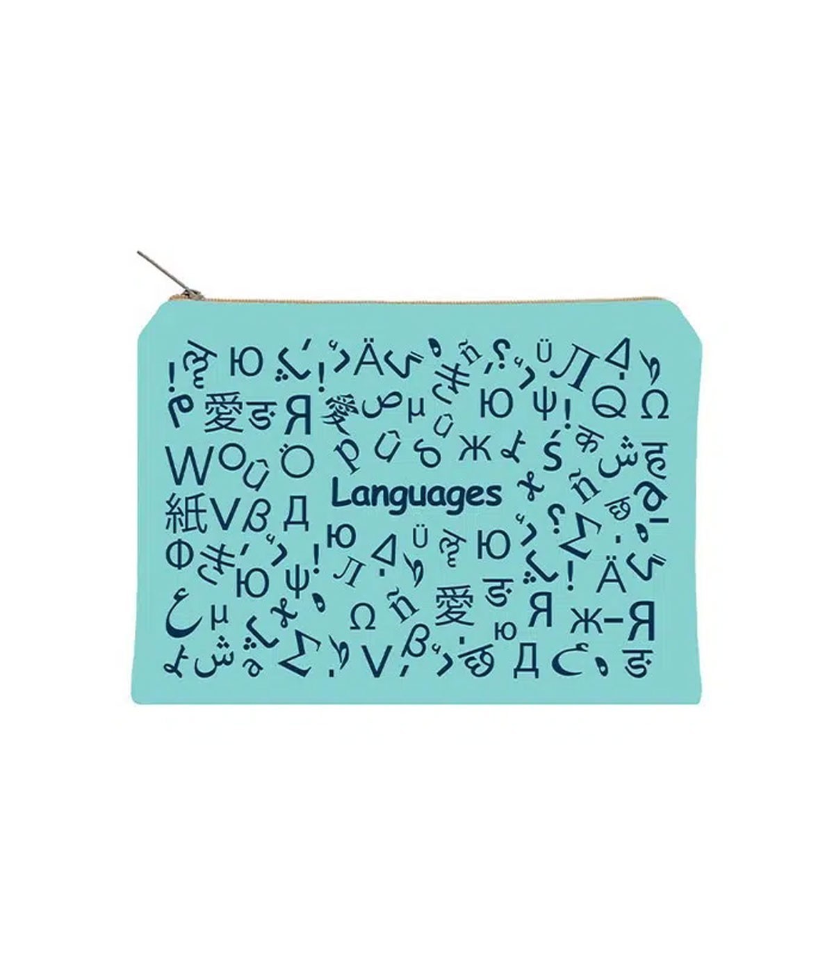 زیپ کیف دات نوت مدل Languages سایز A5 رنگ فیروزه ای