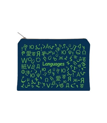 زیپ کیف دات نوت مدل Languages سایز A5 رنگ سرمه ای