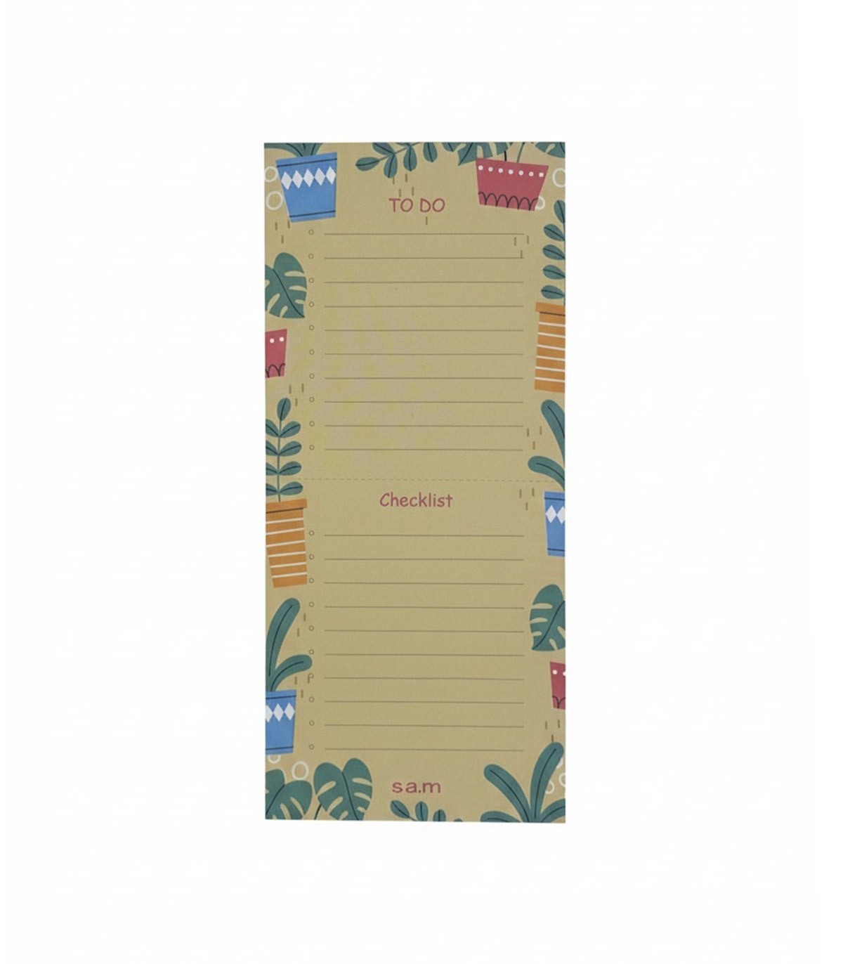 یادداشت چک لیست 52 برگ با پرفراژ سم - طرح گلدان