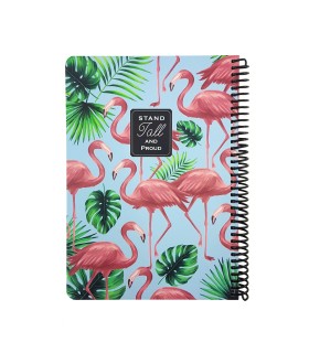دفتر 100 برگ جلد سخت کلاسیک- طرح فلامینگو
