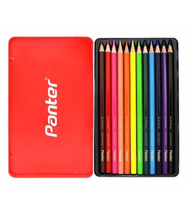مداد رنگی 12 رنگ جعبه فلزی تخت پنتر