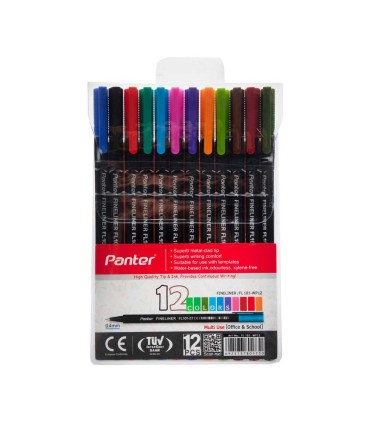 بسته 12 رنگ روان نویس نوک نمدی Fineliner پنتر