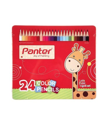 مداد رنگی 24 رنگ جعبه فلزی تخت پنتر