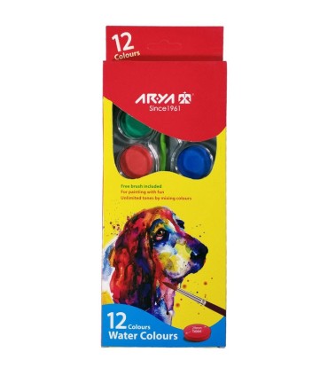 آبرنگ 12 رنگ بزرگ حرفه ای آریا کد 5005