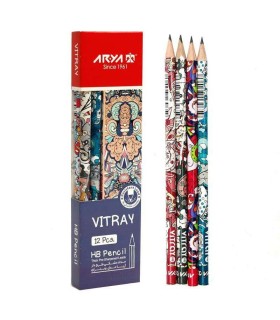مداد مشکی آریا طرح ویترای مدل 3042 بسته 12 عددی