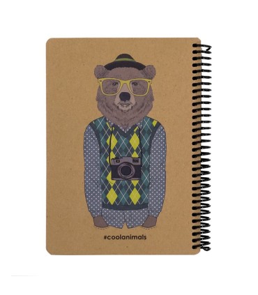 دفترچه سایز A5 سیمی 100 برگ دات نوت سری Coolanimals طرح خرس عکاس
